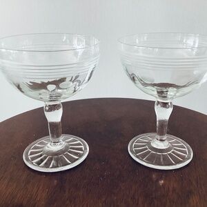 Vintage Glass Coupe Champagne Glasses, Vintage Barware , Vintage Champagne glass